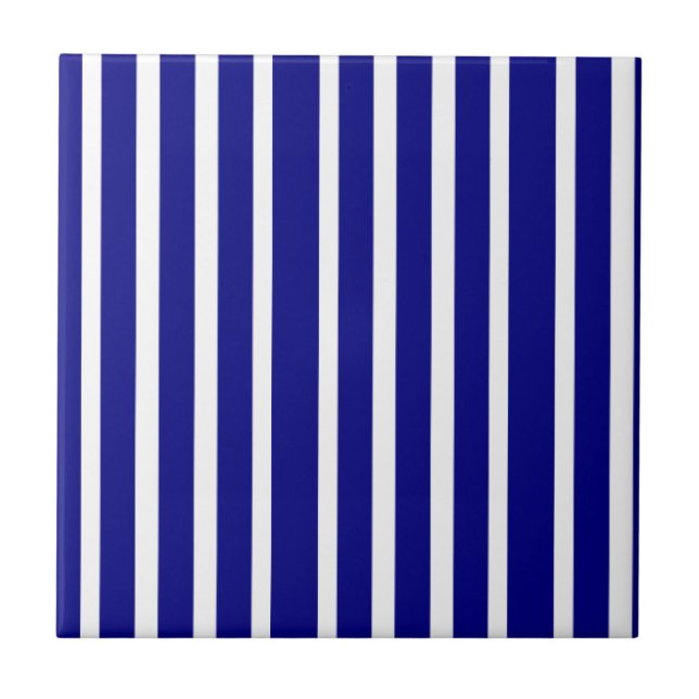 Ceramic Tile Blue & White Stripe Kakelplatta (Framsidan)