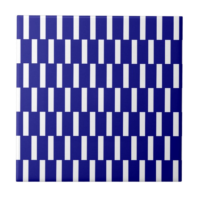Ceramic Tile Blue & White Stripe Kakelplatta (Framsidan)