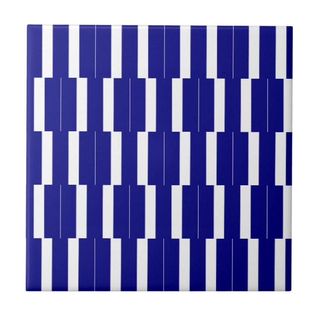 Ceramic Tile Blue & White Stripe Kakelplatta (Framsidan)