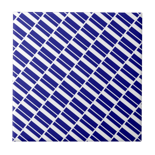 Ceramic Tile Blue & White Stripe Kakelplatta (Framsidan)