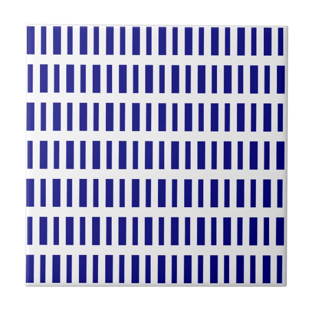 Ceramic Tile Blue & White Stripe Kakelplatta (Framsidan)