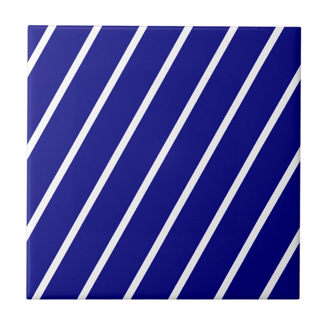 Ceramic Tile Blue & White Stripe Kakelplatta (Framsidan)
