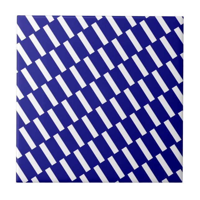 Ceramic Tile Blue & White Stripe Kakelplatta (Framsidan)