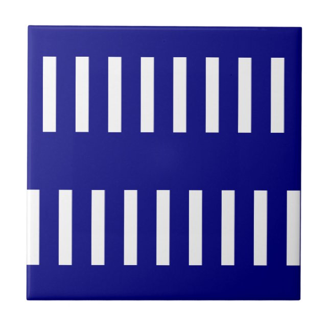 Ceramic Tile Blue & White Stripe Kakelplatta (Framsidan)