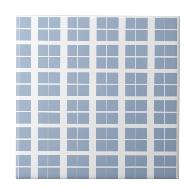 Ceramic Tile Blue & White Stripe Square Kakelplatta (Framsidan)