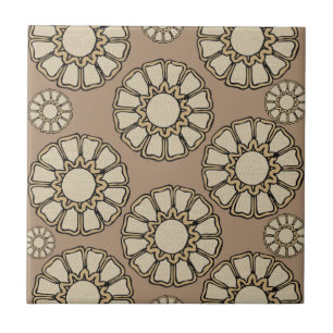 Ceramic Tile Brown Beige Circular Mönster Kakelplatta