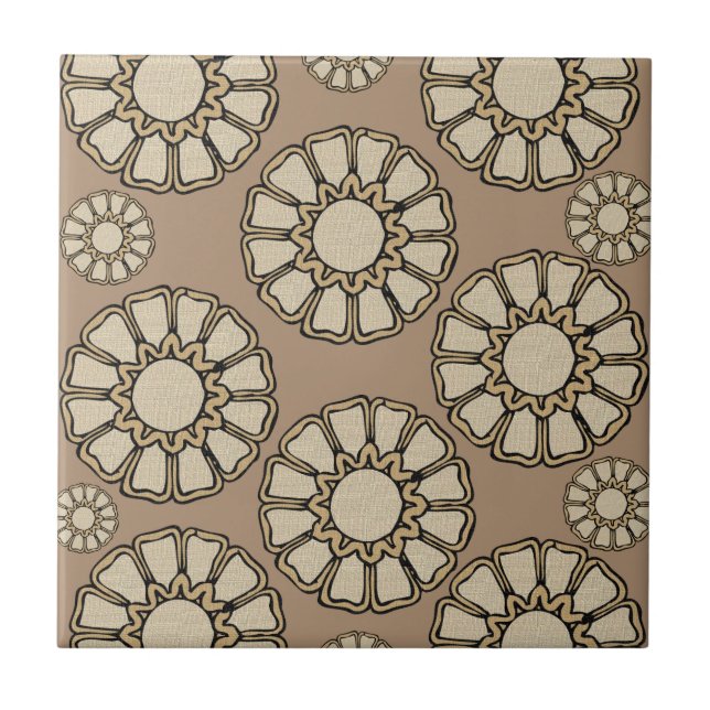 Ceramic Tile Brown Beige Circular Mönster Kakelplatta (Framsidan)
