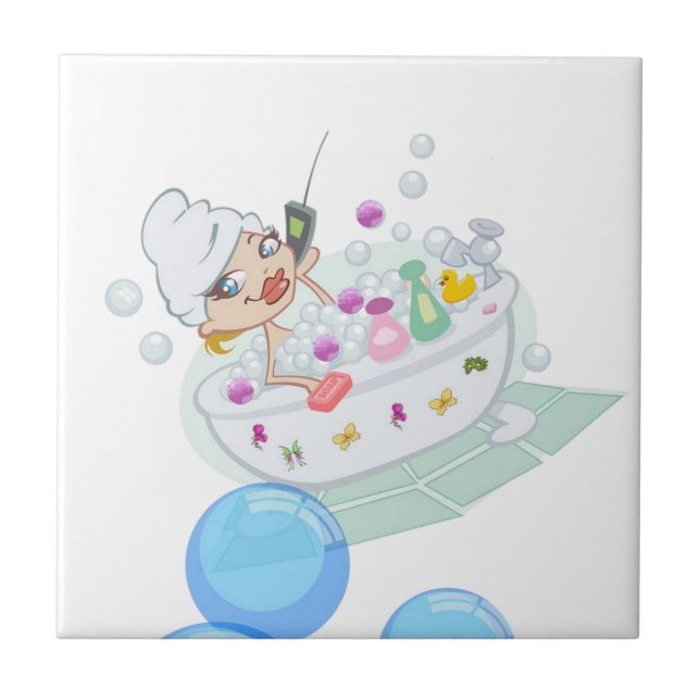 Ceramic Tile Bubble Bath Girly Kakelplatta (Framsidan)