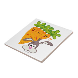 Ceramic Tile Carrots Rabbit Kakelplatta