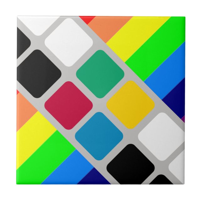 Ceramic Tile Colorful Colors Stripe Kakelplatta (Framsidan)