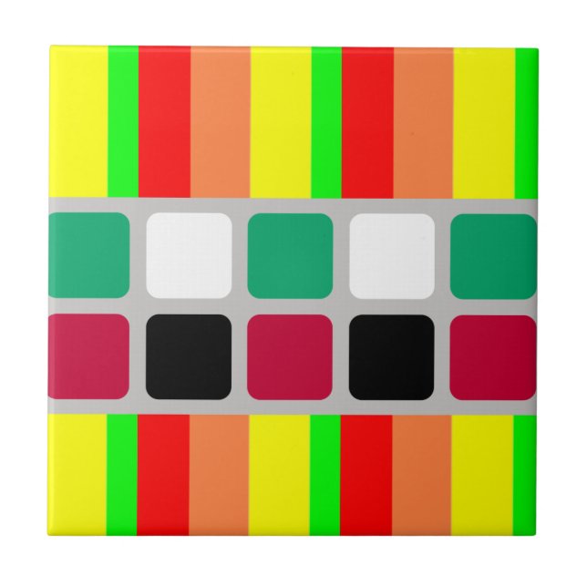 Ceramic Tile Colorful Colors Stripe Kakelplatta (Framsidan)