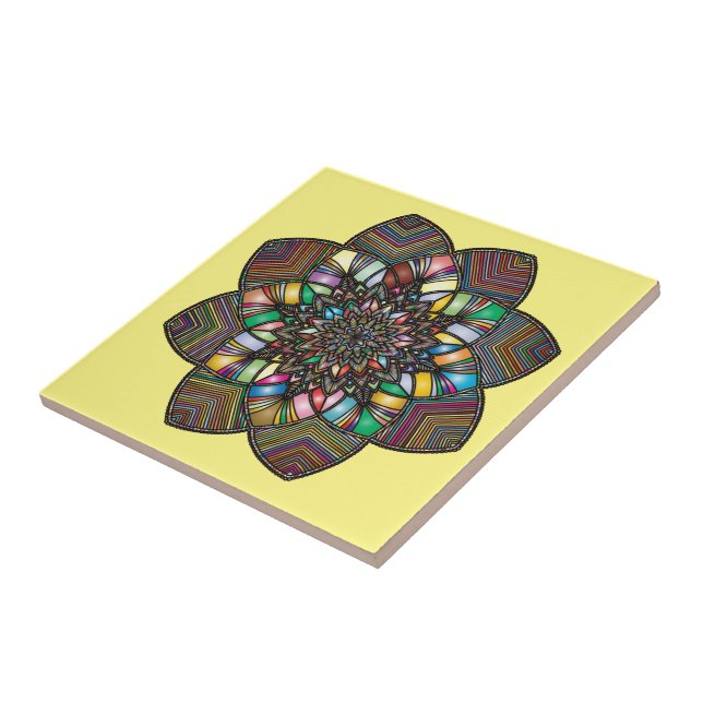 Ceramic Tile Colorful Mandala Kakelplatta (Sidan)