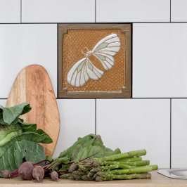Ceramic Tile Crateur Moth, i vitt & Ocher Kakelplatta