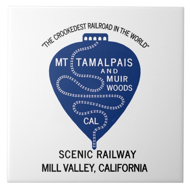 Ceramic Tile Crookedest Railroad Mt Tamalpais Kakelplatta (Framsidan)