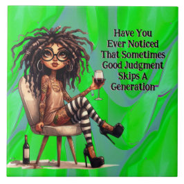 Ceramic Tile-domen Quirky Dam Tattoo & Vin Kakelplatta