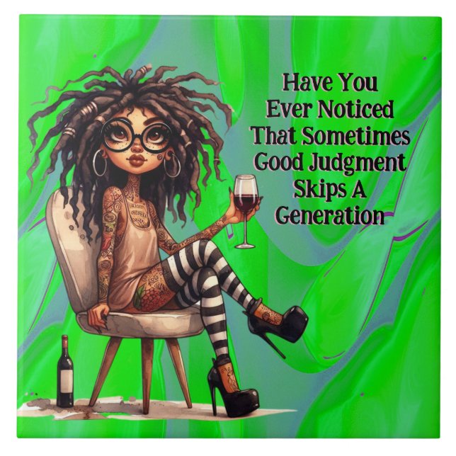 Ceramic Tile-domen Quirky Dam Tattoo & Vin Kakelplatta (Framsidan)