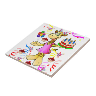 Ceramic Tile Giraffe Grattis på födelsedagen Cake Kakelplatta