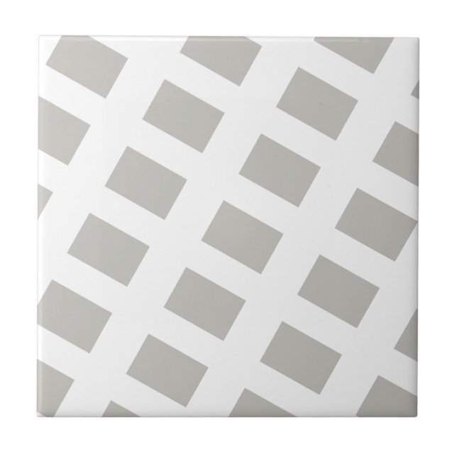 Ceramic Tile Grey & White Stripe Square Kakelplatta (Framsidan)