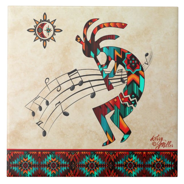 Ceramic Tile i sydvästra Kokopelli Kakelplatta (Framsidan)
