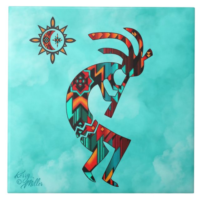 Ceramic Tile i sydvästra Kokopelli Kakelplatta (Framsidan)