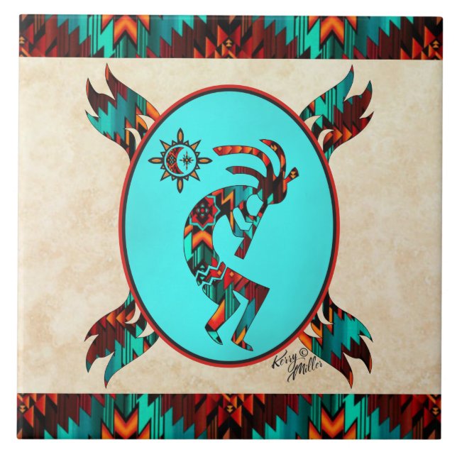 Ceramic Tile i sydvästra Kokopelli Kakelplatta (Framsidan)