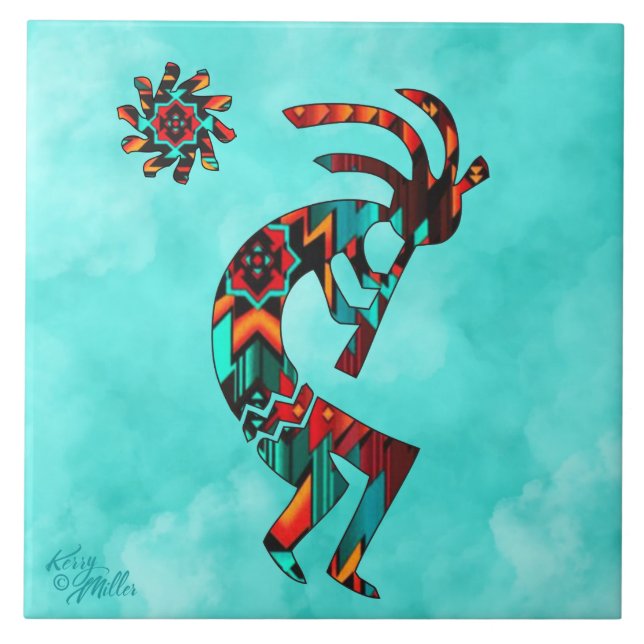 Ceramic Tile i sydvästra Kokopelli Kakelplatta (Framsidan)