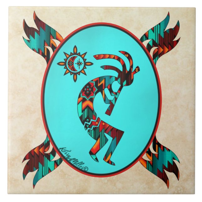 Ceramic Tile i sydvästra Kokopelli Kakelplatta (Framsidan)