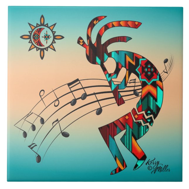Ceramic Tile i sydvästra Kokopelli Kakelplatta (Framsidan)
