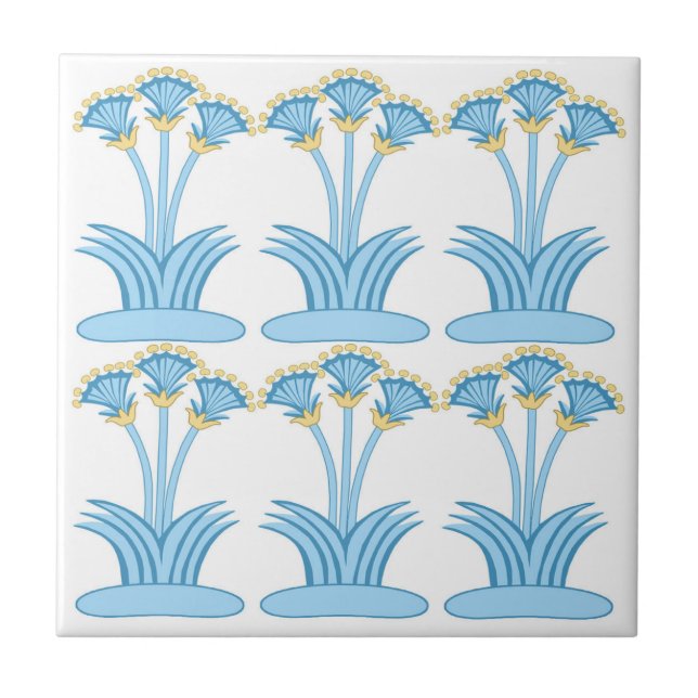 Ceramic Tile in Minoan Lilies aqua Kakelplatta (Framsidan)