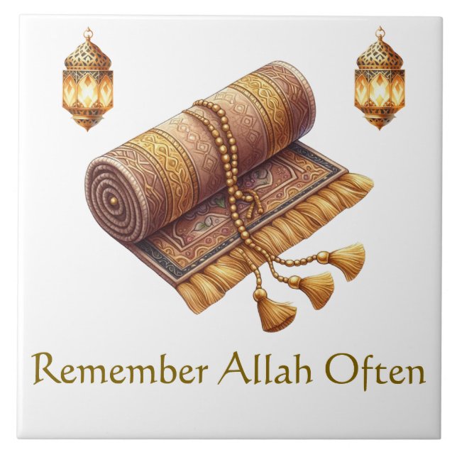 Ceramic Tile-Islamic Prayer Mat – Tasbeeh Design Kakelplatta (Framsidan)