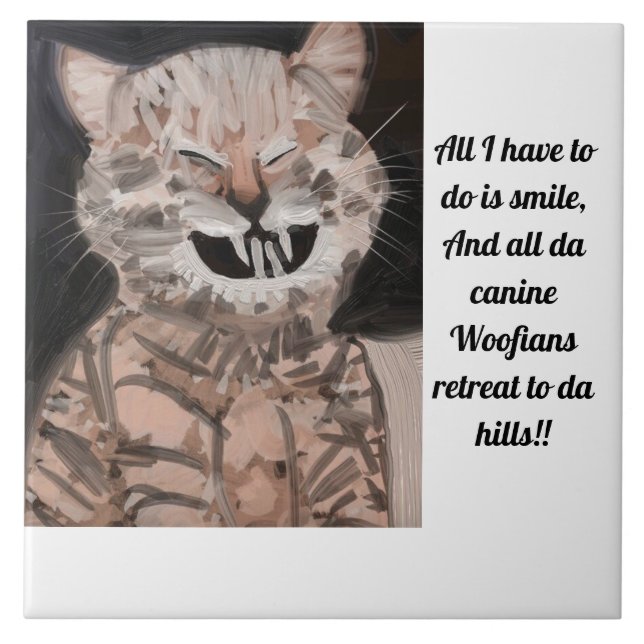 Ceramic Tile Large "Cocky Bad Boy Cat!" Kakelplatta (Framsidan)