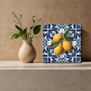 Ceramic Tile Lemon Blue White Kakelplatta