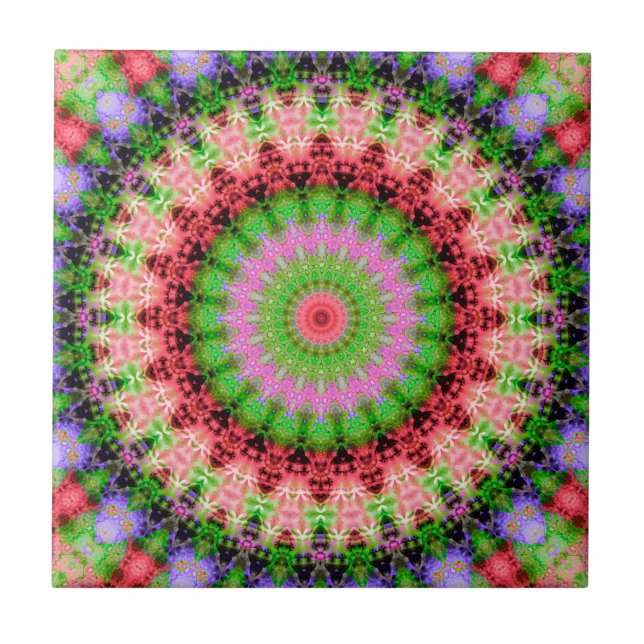 Ceramic Tile Mandala round mönster kaleidoscope Kakelplatta (Framsidan)