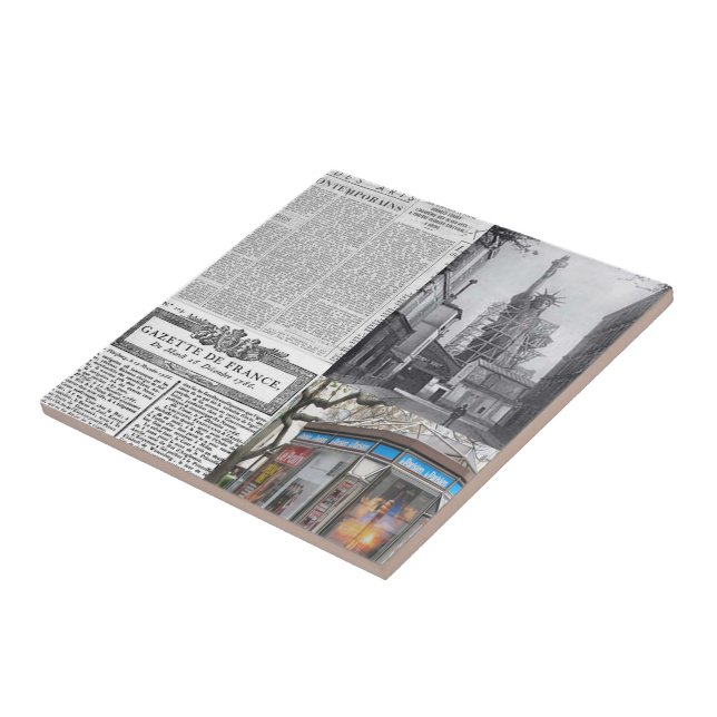 Ceramic Tile Paris Frankrike Newspaper Kakelplatta (Sidan)