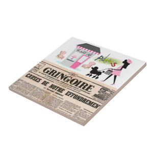 Ceramic Tile Paris Frankrike Newspaper Kakelplatta