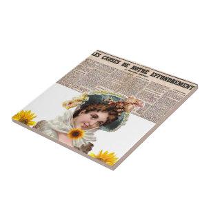 Ceramic Tile Paris Frankrike Newspaper Kakelplatta