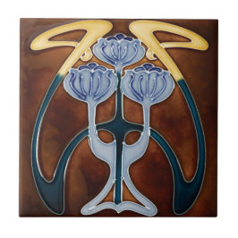 Ceramic Tile Peonies Light Blåa blommor Kakelplatta