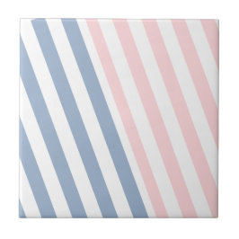 Ceramic Tile Pink & Blue Stripe  Kakelplatta