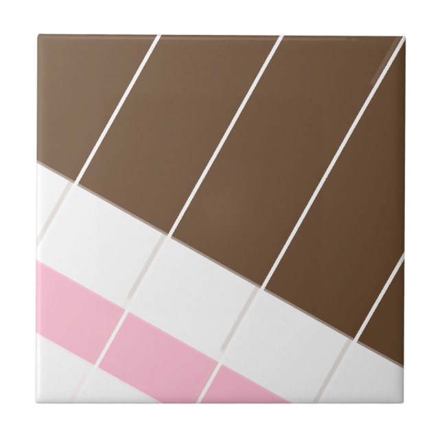 Ceramic Tile Pink Brown White Stripe Kakelplatta (Framsidan)