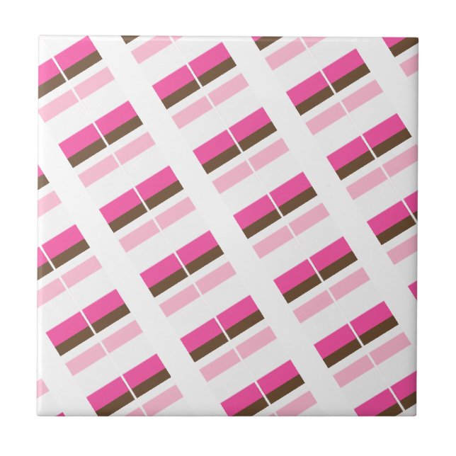 Ceramic Tile Pink Brown White Stripe Kakelplatta (Framsidan)