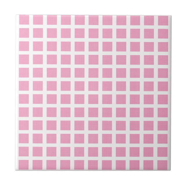 Ceramic Tile Pink Stripe Square Kakelplatta (Framsidan)