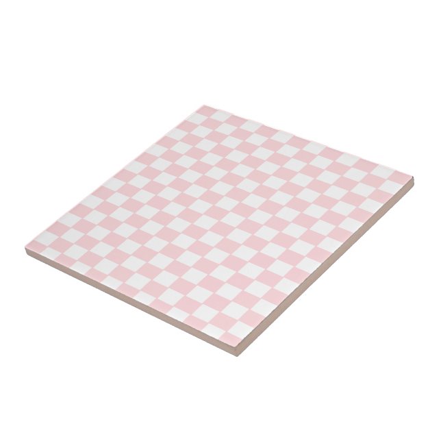 Ceramic Tile Pink & White Square Kakelplatta (Sidan)