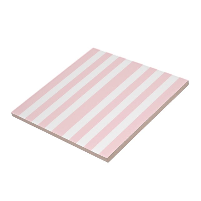 Ceramic Tile Pink & White Stripe Kakelplatta (Sidan)