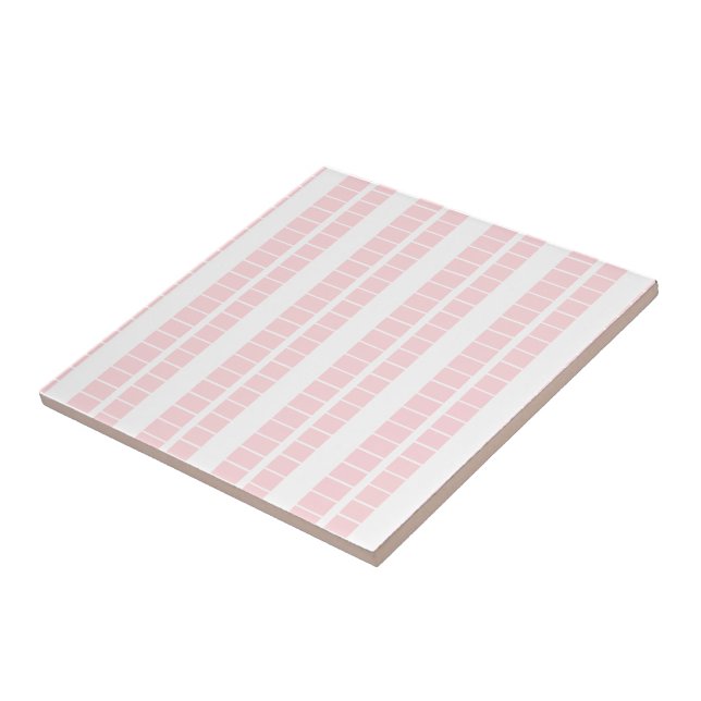 Ceramic Tile Pink & White Stripe Kakelplatta (Sidan)