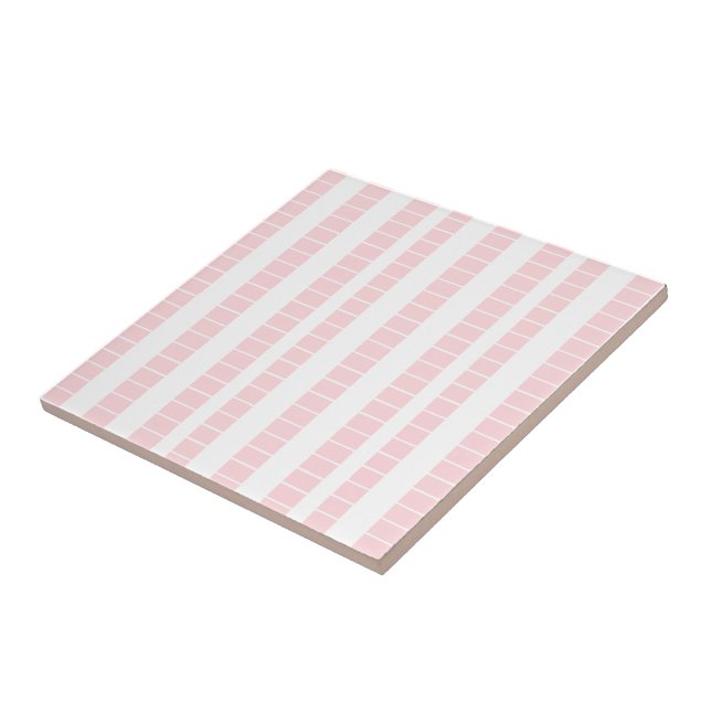 Ceramic Tile Pink & White Stripe Kakelplatta (Sidan)