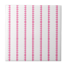 Ceramic Tile Pink & White Stripe Square Kakelplatta