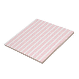 Ceramic Tile Pink & White Stripe Square Kakelplatta