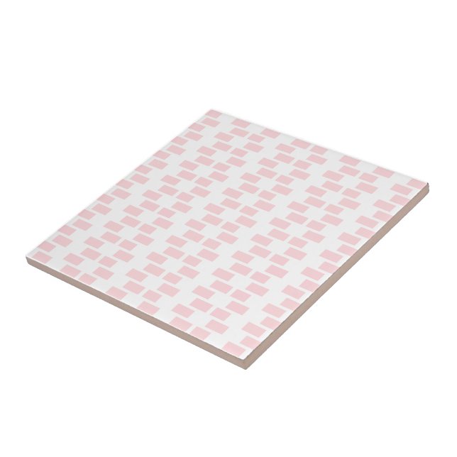Ceramic Tile Pink & White Stripe Square Kakelplatta (Sidan)
