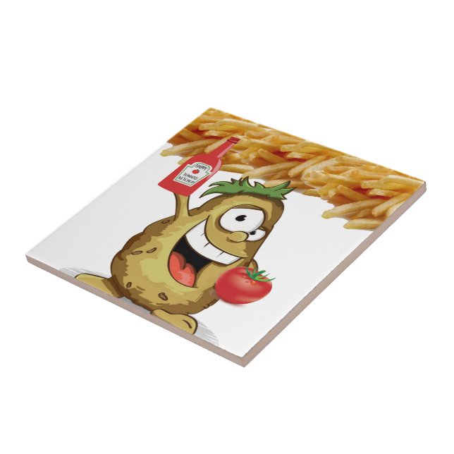 Ceramic Tile Potato Fransk Fries Ketchup Tomato Kakelplatta (Sidan)