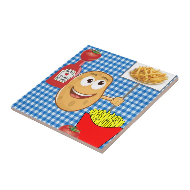 Ceramic Tile Potato, Fransk Fries, Tomato, Ketchup Kakelplatta (Sidan)